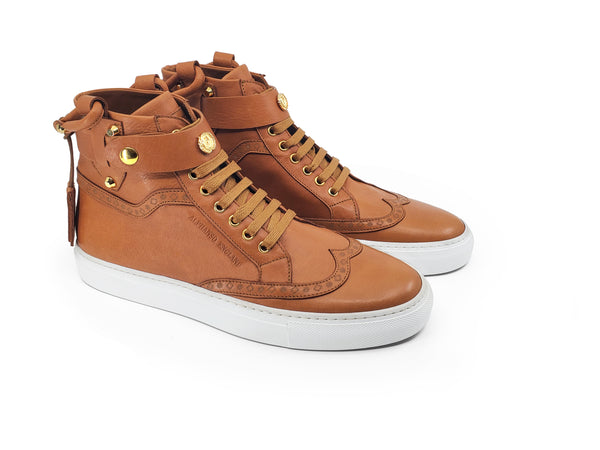 CALI HIGH TOP SNEAKER- MEN WHISKEY - alphansoengland - product color