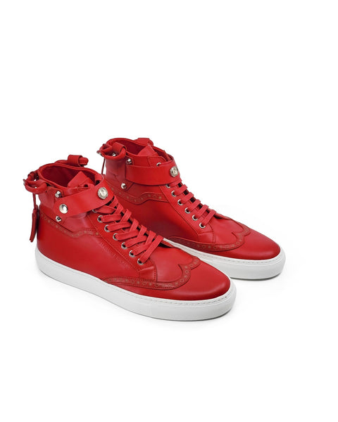 CALI HIGH TOP SNEAKER- MEN RED CHANDELIER - alphansoengland - product color