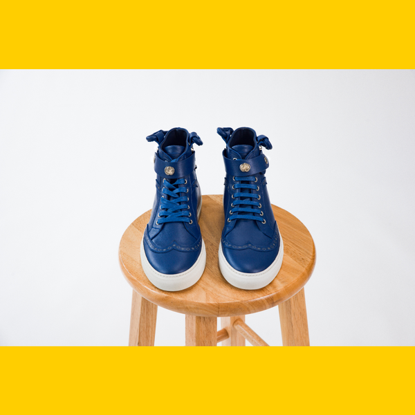 CALI HIGH TOP SNEAKER- MEN BLUE - alphansoengland - product color
