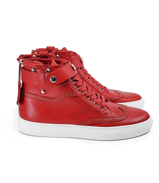CALI HIGH TOP SNEAKER- MEN RED CHANDELIER - alphansoengland - product color